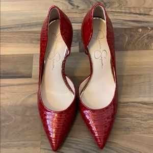 Jessica Simpson red pumps